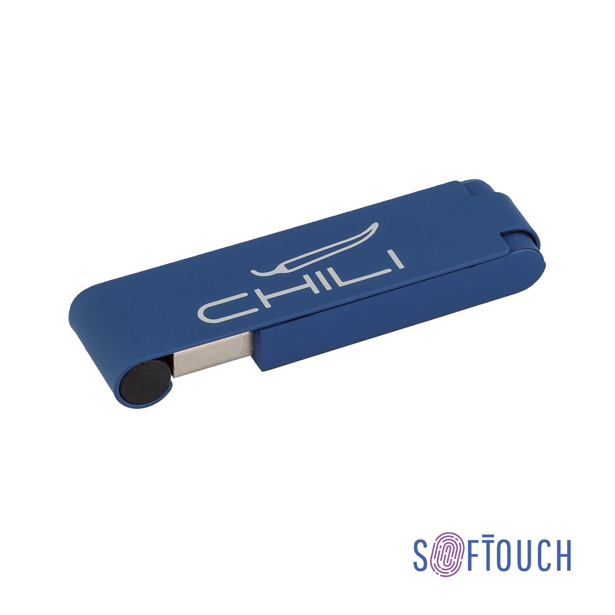 Флеш-карта Case 8GB, покрытие soft touch, темно-синий