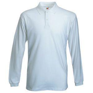 Поло Long Sleeve Polo, белый_L, 100% х/б, 170 г/м2