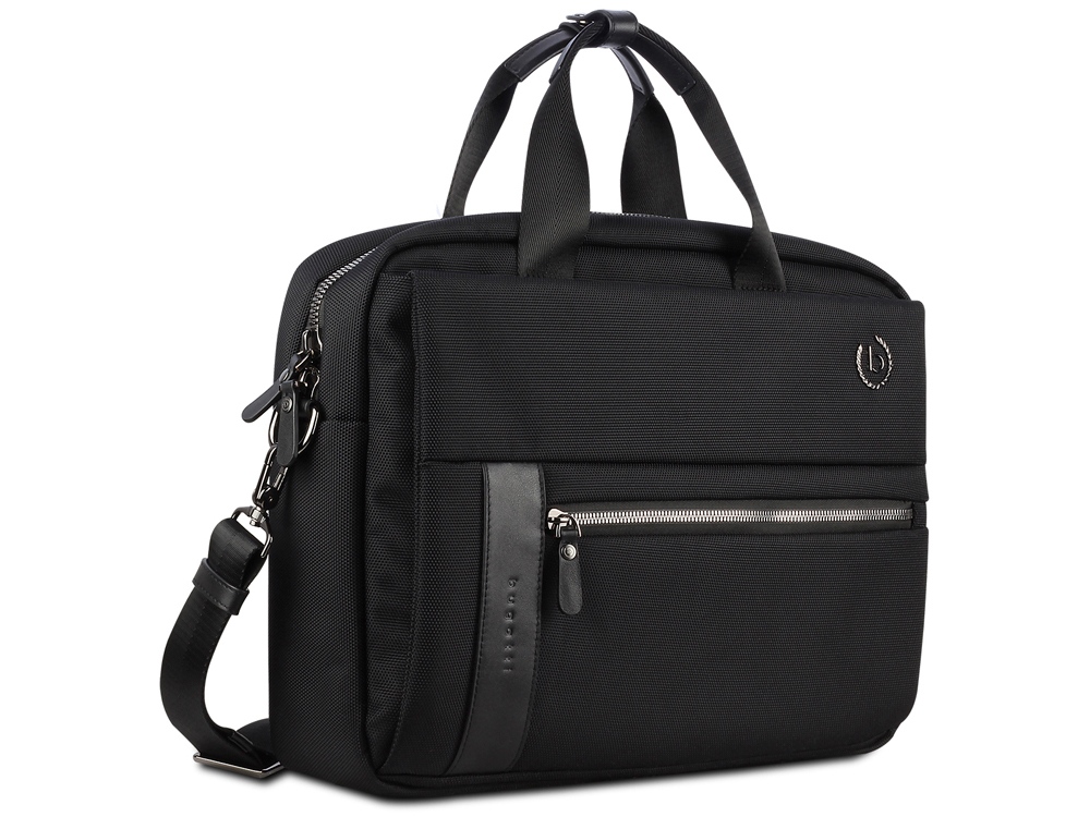 Портфель мужской BUGATTI Nero 15, чёрный, нейлон 1680D/кожа, 42х10х30 см