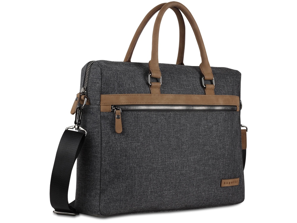 Портфель мужской BUGATTI Luce 16, серый, полиэстер, 40х8х31,5 см