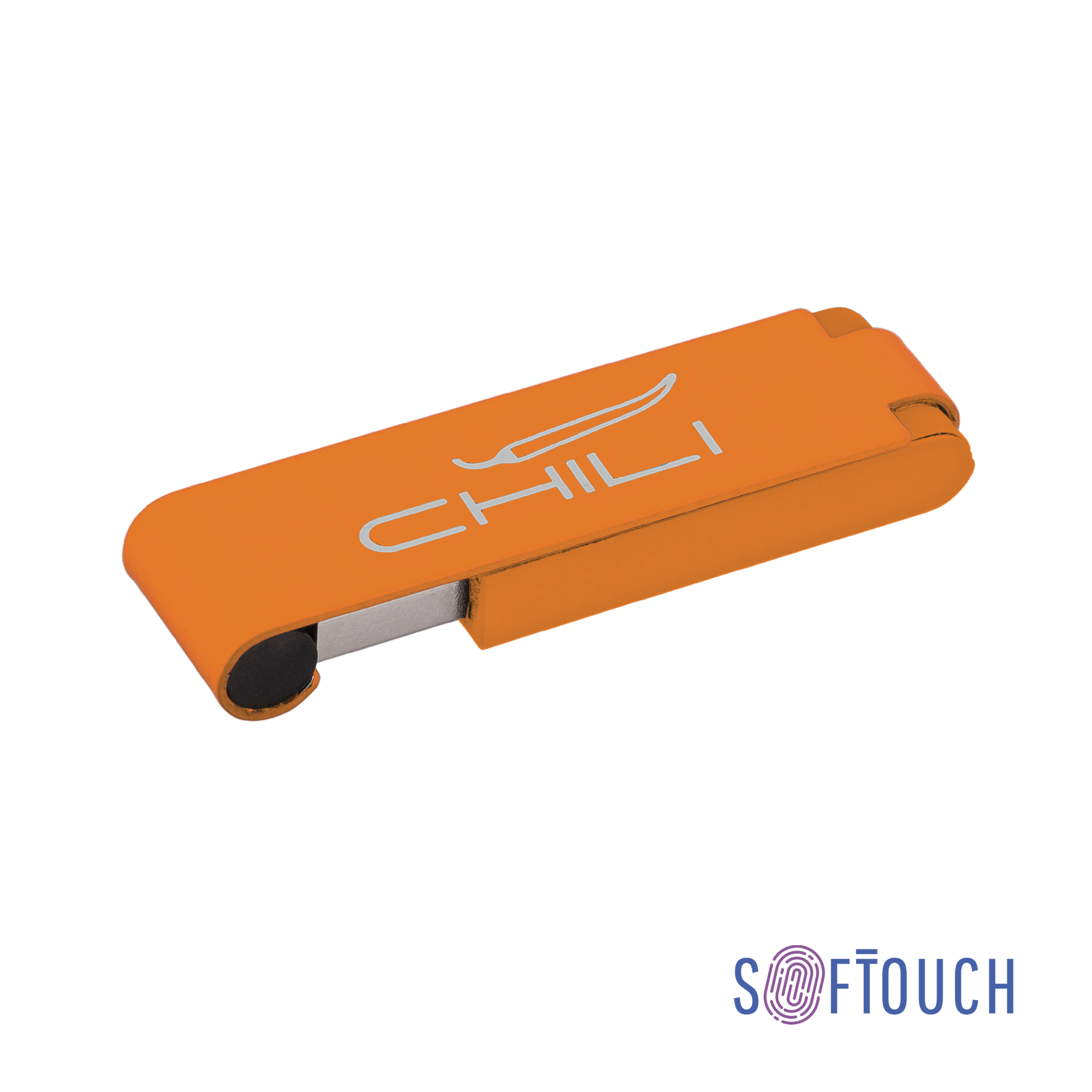 Флеш-карта Case 8GB, покрытие soft touch, оранжевый